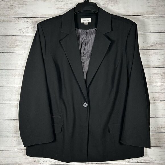 Avenue Career Poly Rayon Spandex Workwear Classic Black Blazer 22/24 3x - Picture 1 of 8